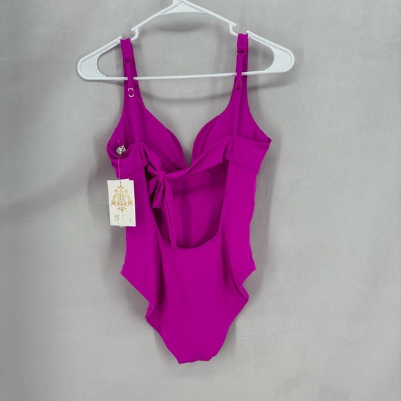 NWT BECCA Women's Small Pink Swim One Piece Swimsuit Plunge Neck Bathing Suit - Picture 3 of 8
